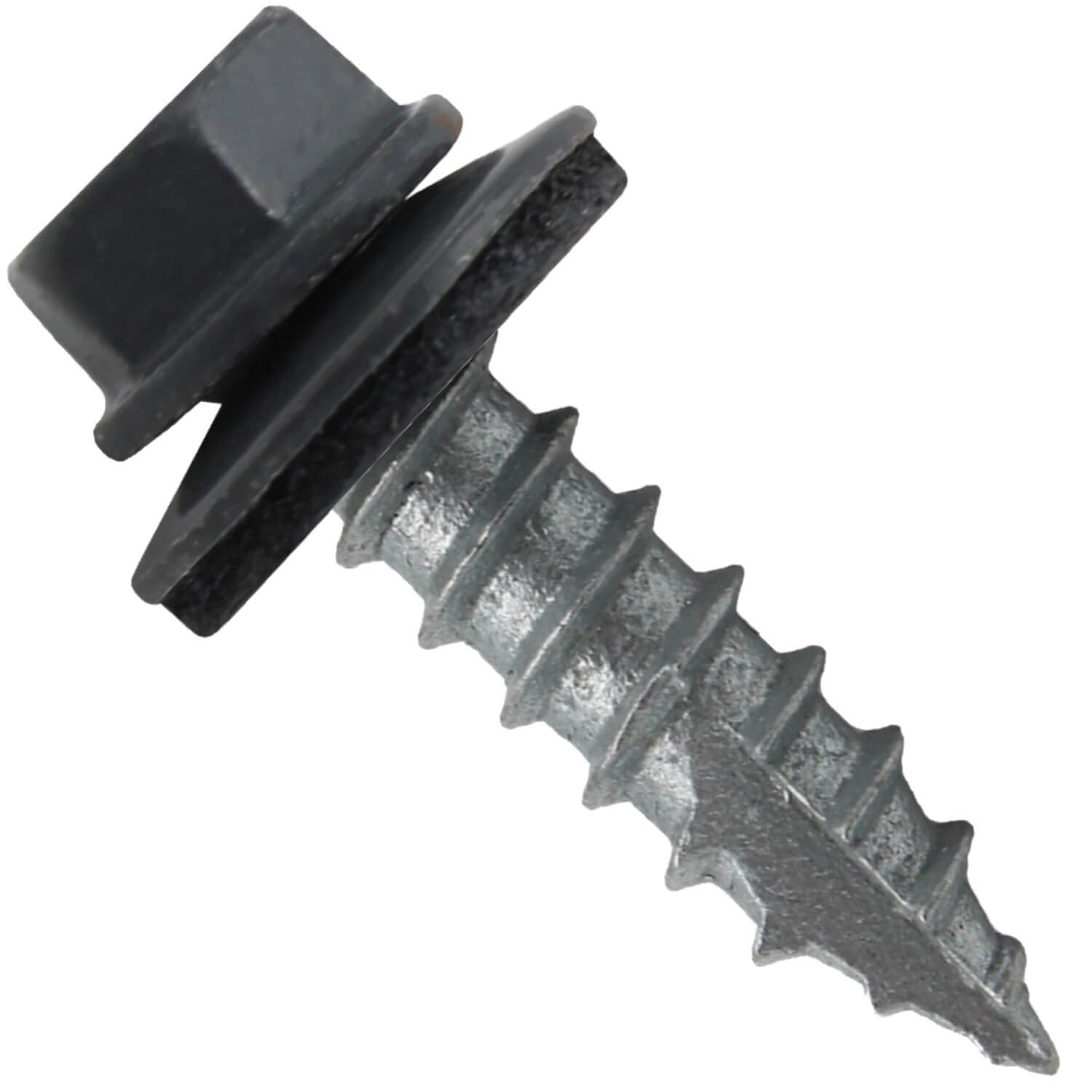 #14 Metal Roofing Screws: (1000) Screws x 1' FAB. Charcoal Hex Head Sheet Metal Roof Screw. Self Starting/Tapping Metal to woodsheet Metal Screws with EPDM Washer. for Corrugated Roofing