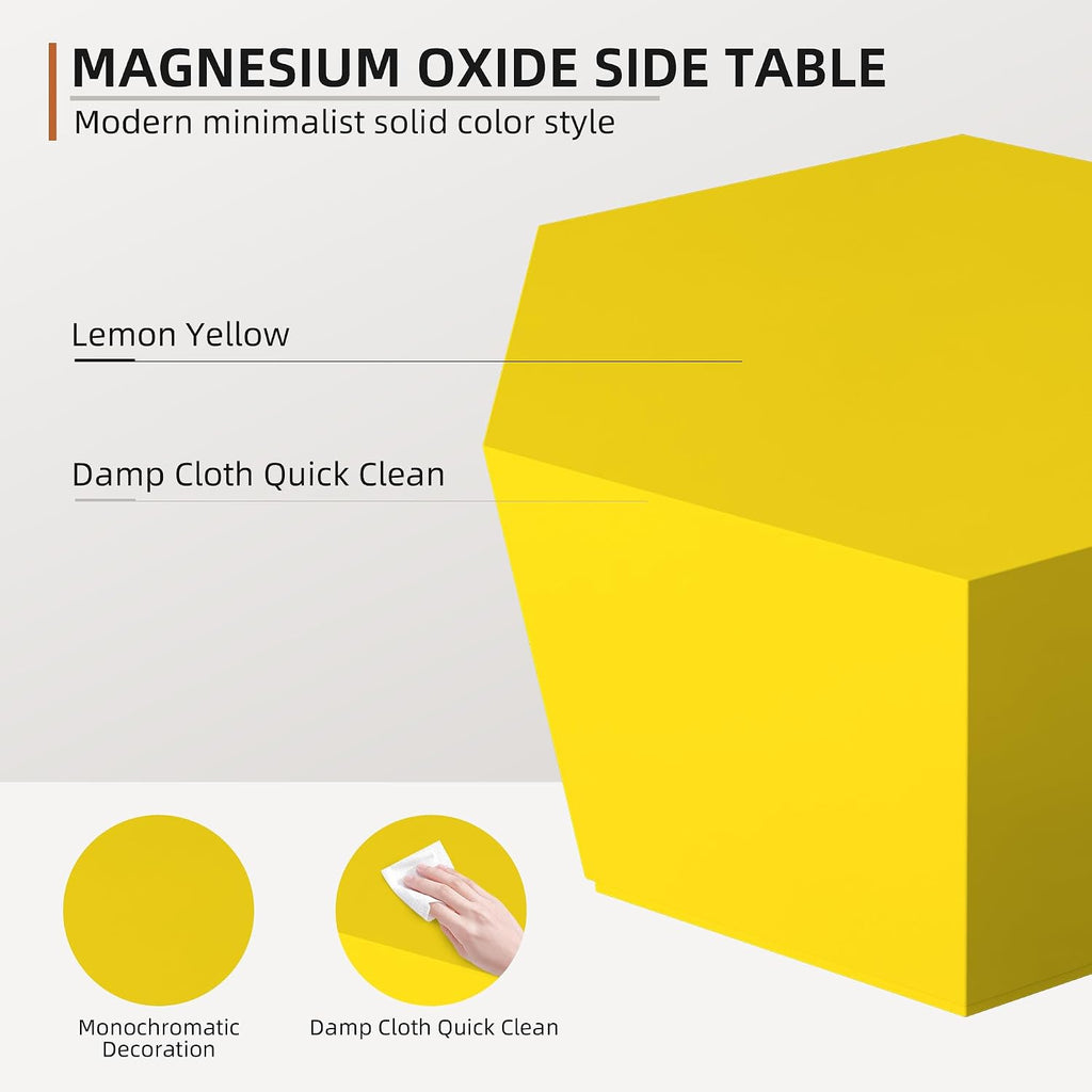 UPHA 28' Hexagon Outdoor Coffee Table, Modern Hollow Concrete Patio Table, Small Minimalist Low Accent Table for Living Room, Balcony, Deck, Backyard, Lemon Yellow