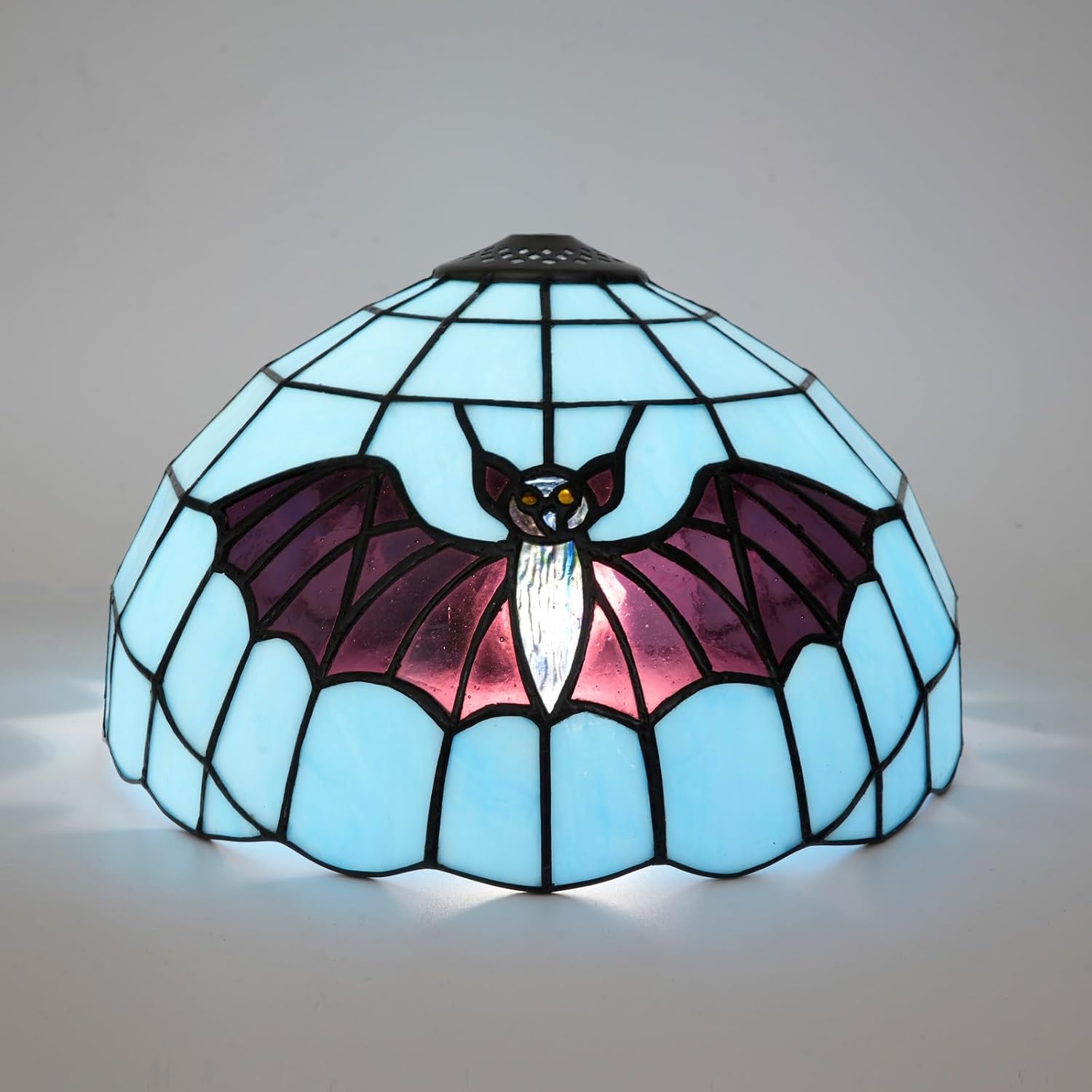 Tiffany Lamp Shade Replacement, 12 Inch Blue-backed Bat Stained Glass Vintage Handmade Cute Decor Ceiling Light Shade for Table Lamp Pendant Light