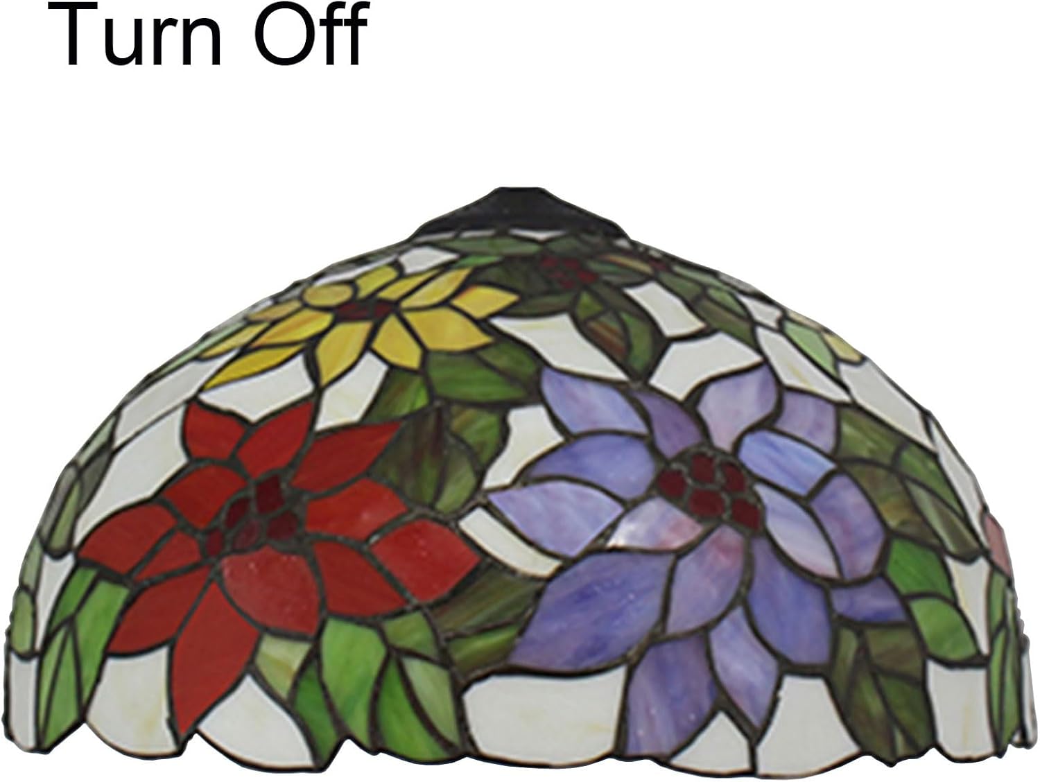 Tiffany Lamp Shade 16' Wide Accessories Replacement Only Red Blue Yellow Floral Stained Glass Lampshades Vintage Lily Rose Flower Light Cover for Table Lamp Pendant Light Floor Lamp Ceiling