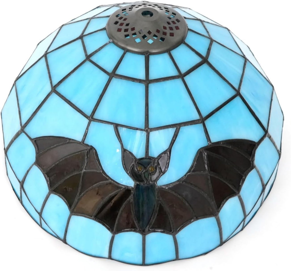 Tiffany Lamp Shade Replacement, 12 Inch Blue-backed Bat Stained Glass Vintage Handmade Cute Decor Ceiling Light Shade for Table Lamp Pendant Light