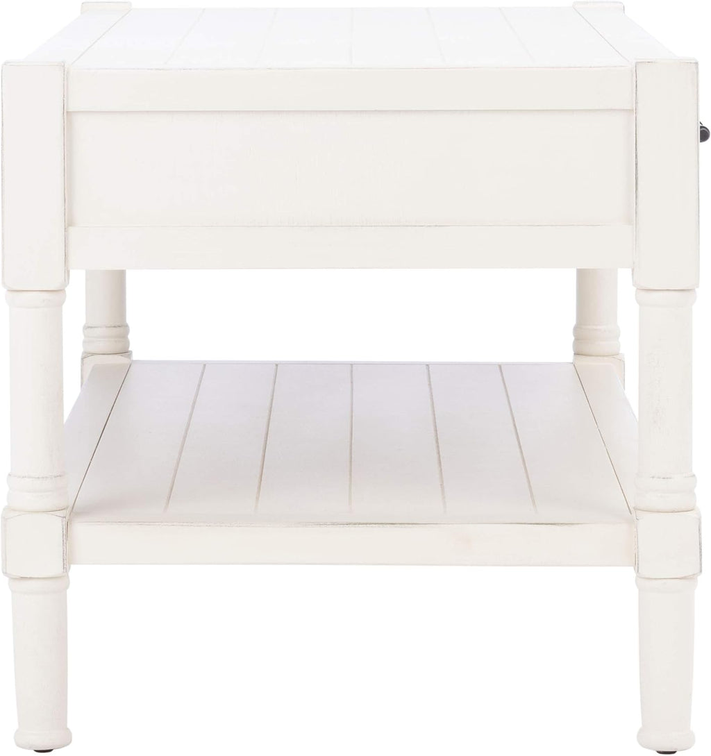 Safavieh Home Collection Filbert Distressed White 2-Drawer Bottom Shelf Coffee Table COF5703A