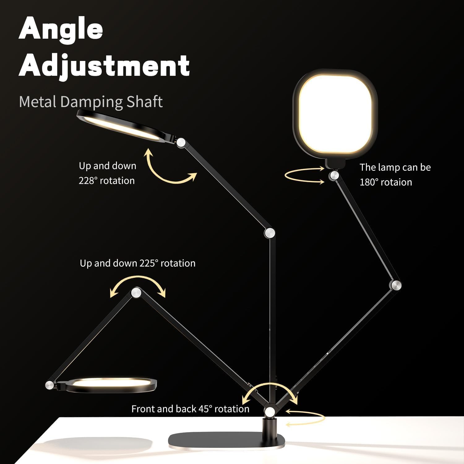 LitONES LED Desk Lamp for Home Office, Professional Eye-Caring Diffused Desk Light, 3 Color 10 Brightness Computer Light, Dimmable Office Lamp with Memory & Timer Func, Metal Swing Arm Table Lamp