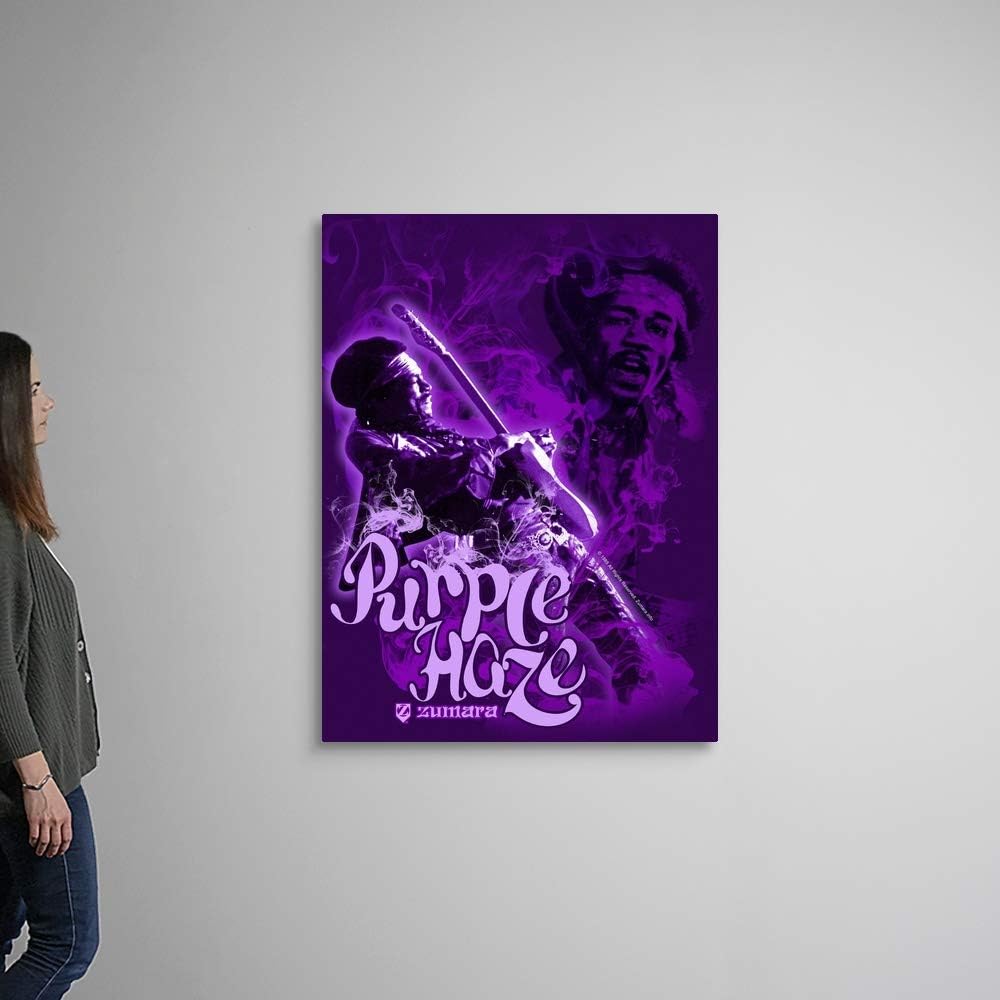 GREATBIGCANVAS Jimi Hendrix Purple Haze 4 Canvas Wall Art Print, Classic Rock Home Decor Artwork, 36'x48'