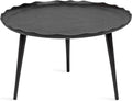 Kate and Laurel Alessia Modern Round Metal Coffee Table; 26 x 26 x 16; Black; Sand Cast Aluminum Coffee Table with Raised Deckled Edge for Storage and Display