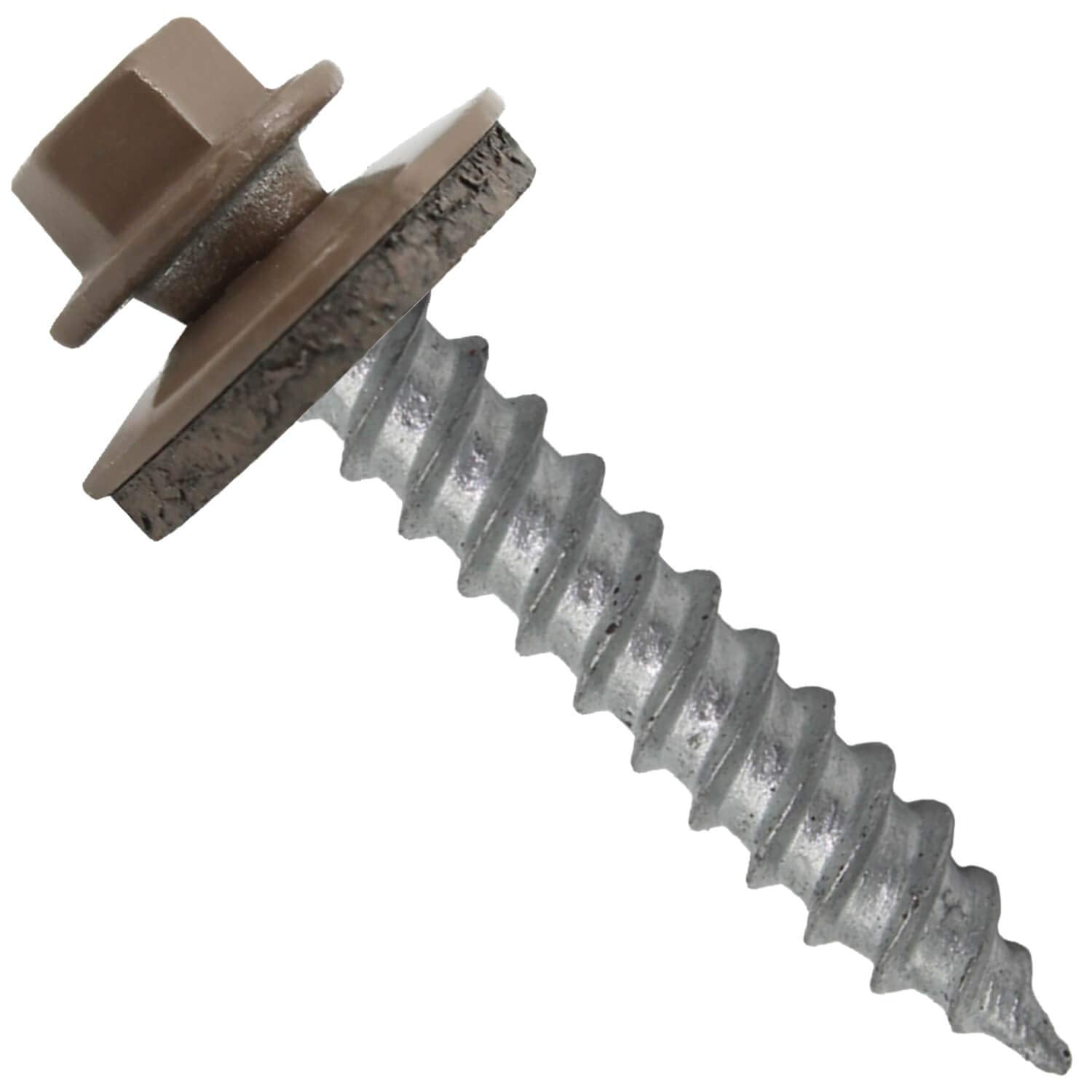 Metal Roofing Screw: (250) 12 x 1-1/2' Light Brown Hex Sheet Metal Roof Screw. Sharp Point Metal to Wood siding Screws. 5/8' EPDM Washer.