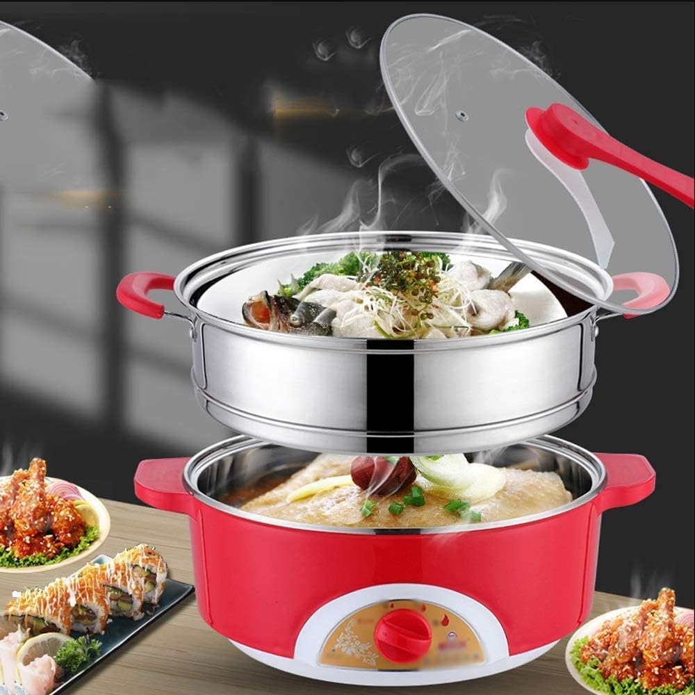 Multi-Function Electric Food Steamer, 3-Layer Stainless Steel Steamer with Glass Lid Silicone Handle for Cooking Food Warmer (Purple)