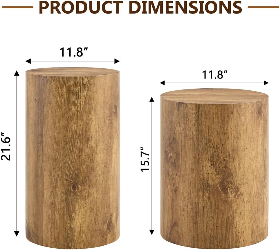 End Table Set of 2, Modern Round Side Table Sofa Couch Tables, Living Room Tables, Bedside Table Nightstand for Small Spaces, Bedroom
