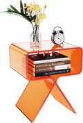 Acrylic Nightstand Side Table Modern Design Clear Home Decor Display End Table for Living Room (Orange)