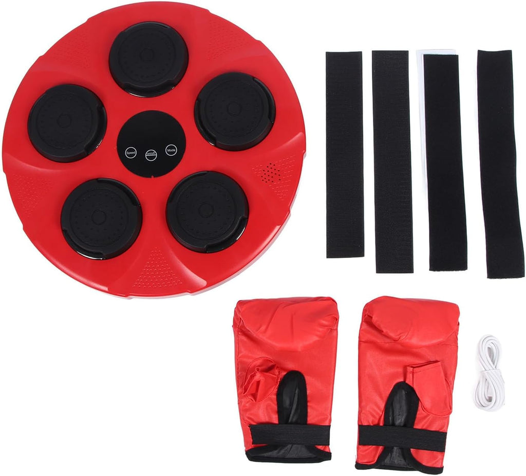 Music Boxing Machine, Anti Impact 2000mAh Electronic Punching Pad Machine Flash Effect Wall Mounted for Indoor for Kids Adults (Red)