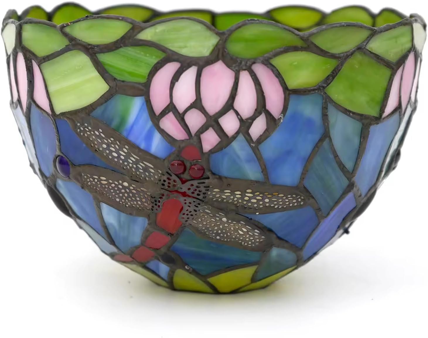 8 Inch Wide Tiffany Lamp Shade Accessories Replacement Only Dragonfly Stained Glass Lampshades Vintage Green Blue Light Cover for Table Lamp Wall lamps Chandelier Ceiling Pendant,Blue
