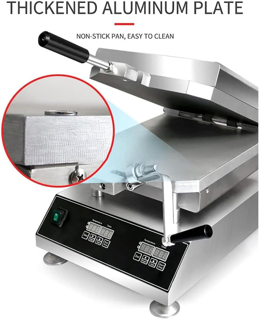 Electric Heating Shrimp Fossil Cake Machine, with Double Heating Plate, Seafood Pancake Frying Pan with Temperature Display & Intelligent Temperature Control for Snack Bars and Home Use,A