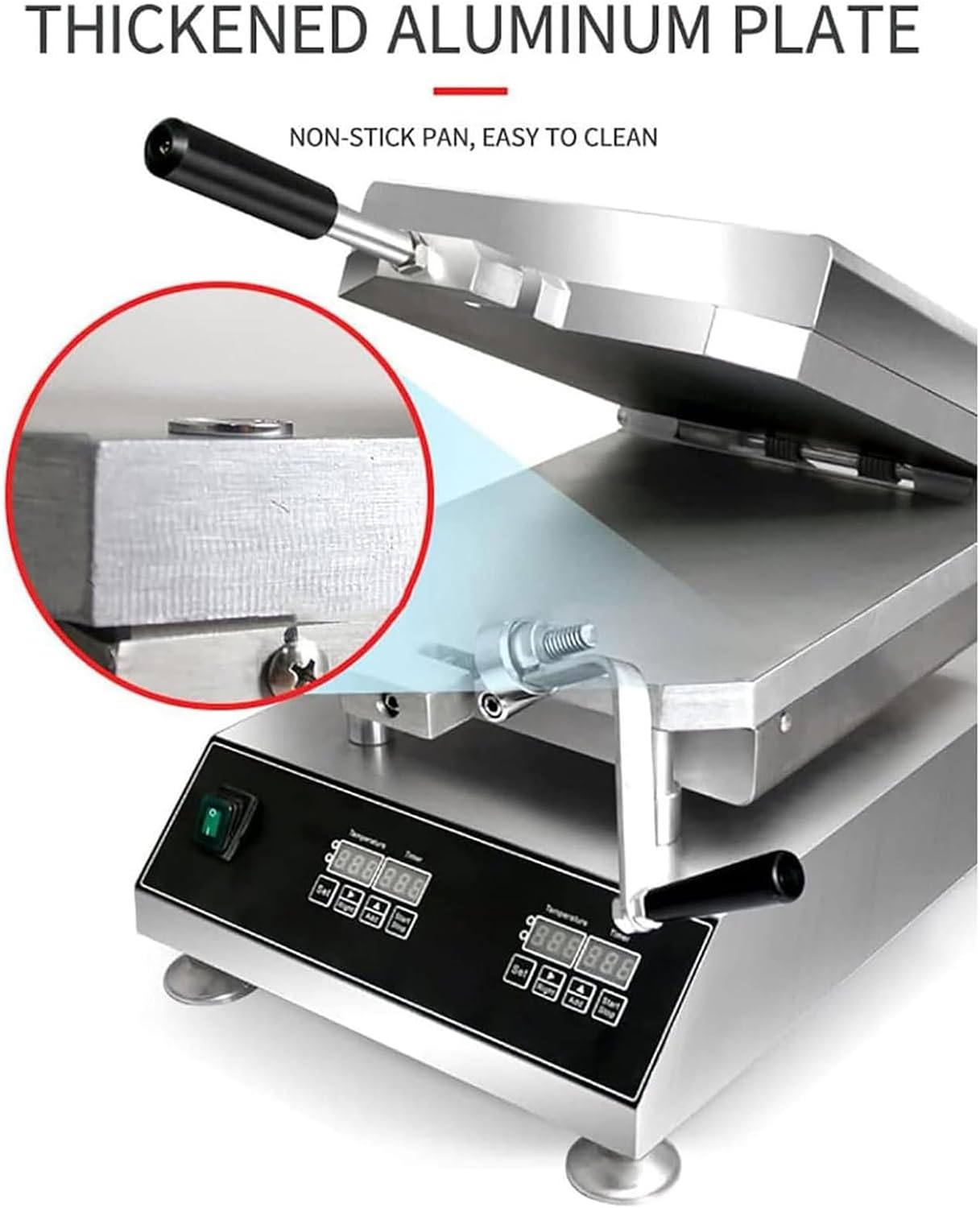Electric Heating Shrimp Fossil Cake Machine, with Double Heating Plate, Seafood Pancake Frying Pan with Temperature Display & Intelligent Temperature Control for Snack Bars and Home Use,A