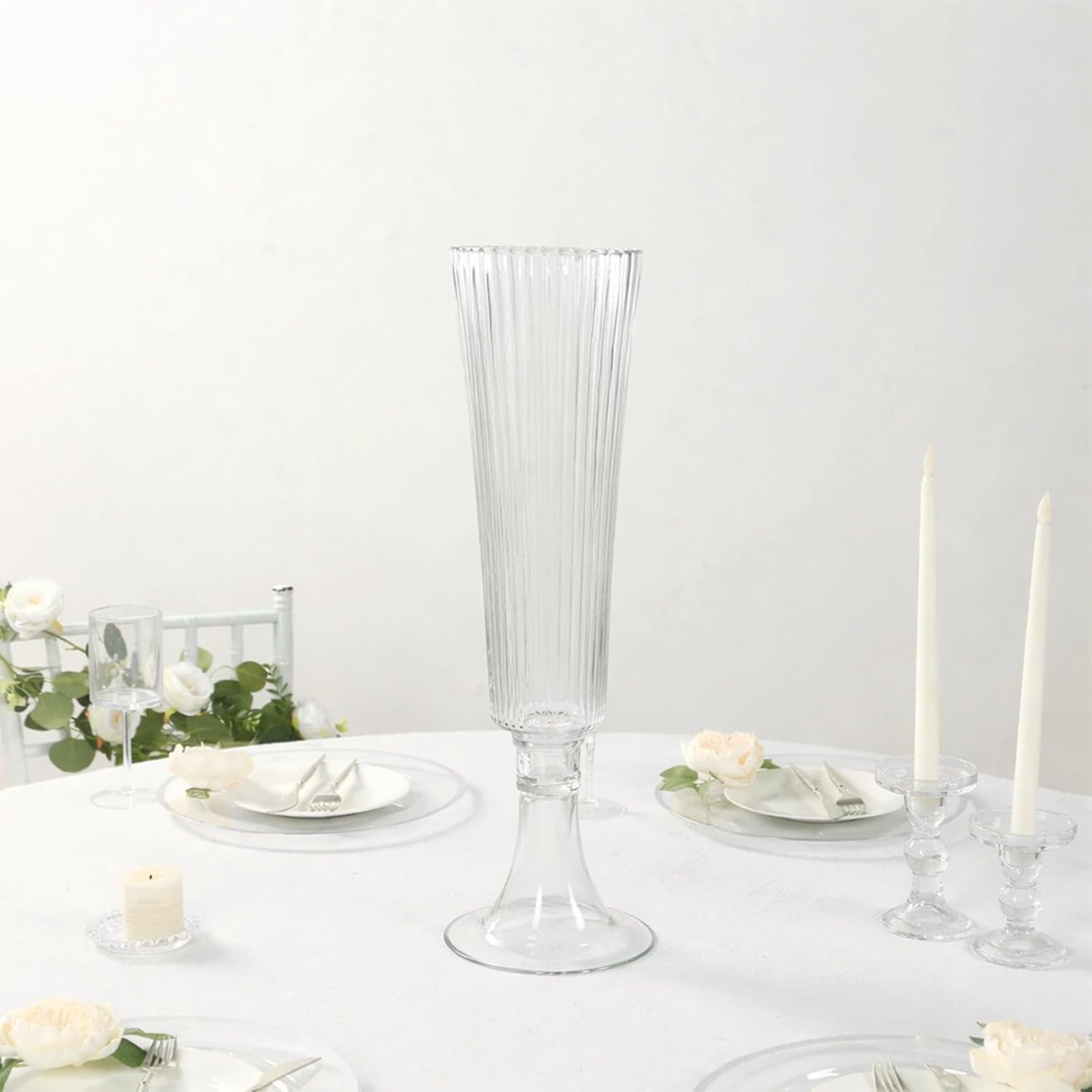 Efavormart 4-Pack Glass Design 20' Clear - Heavy Duty Floral Wedding Centerpieces