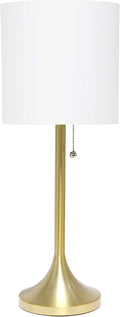 Simple Designs LT1076-GDW Tapered Fabric Drum Shade Table Lamp, Gold and White - (Pack of 4)
