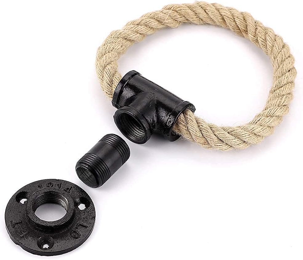 Nautical Industrial Pipe Towel Ring Holder Hanger - Wall Mounted Rustic Hand Towel Holder Bathroom Accessory