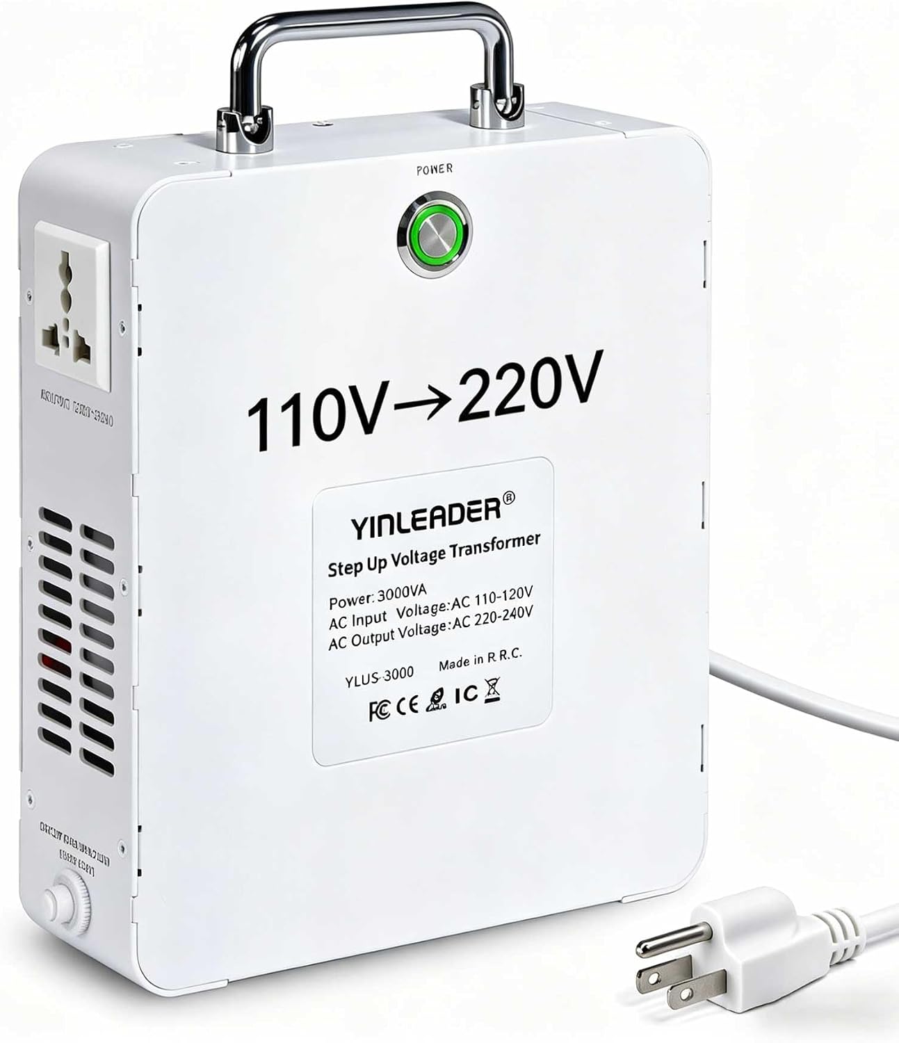 Yinleader 3000W 110v to 220v Converter Step Up Voltage Transformer 110v/120V to 220V/240V for Euro/Asia/DE/FR/UK/AU Appliances Used in US/CA/MX(White)