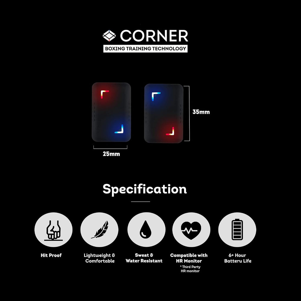 Corner Boxing Smart Punch Trackers - Measure Accurate Punch Count, Speed & Power Performance in Real Time – Stay Motivated at Home & in The Gym - Bluetooth Compatible with iOS & Android