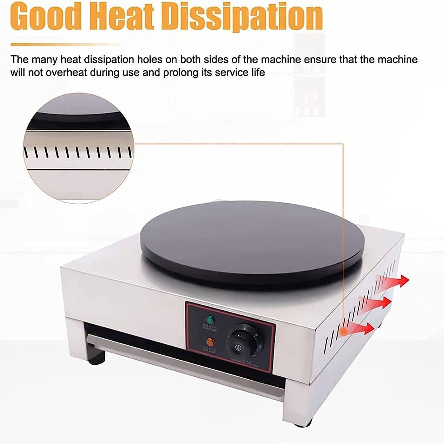 Commercial Crepe Maker Frying Pan, Electric Pancake Maker, Non-stick Electric Baking Pan Single Heating Plate, Adjustable Temperature, Suitable for Corn Tortillas ()