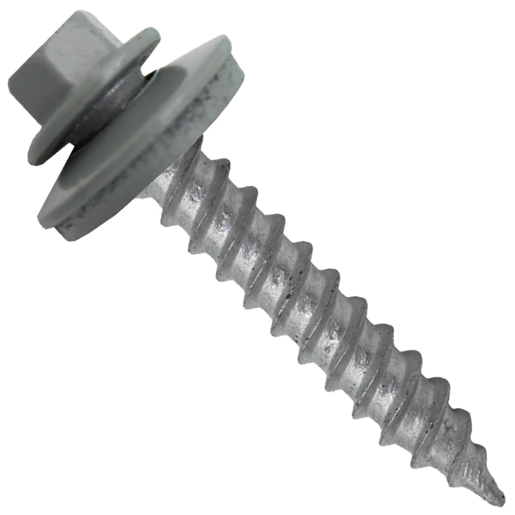 Metal Roofing Screw: (250) 12 x 1-1/2' Light Gray Hex Sheet Metal Roof Screw. Sharp Point Metal to Wood siding Screws. 5/8' EPDM Washer.
