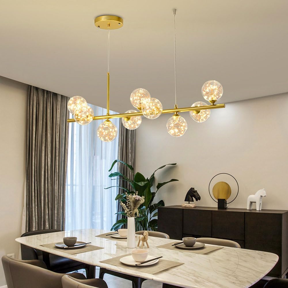 Modern Pendant Ceiling Lights with Warm Light Ceiling s Metal Glass Chandelier Room LED Ceiling Chandelier with Globe Shade Hanging Lighting for Kitchen Over Table Chandelier