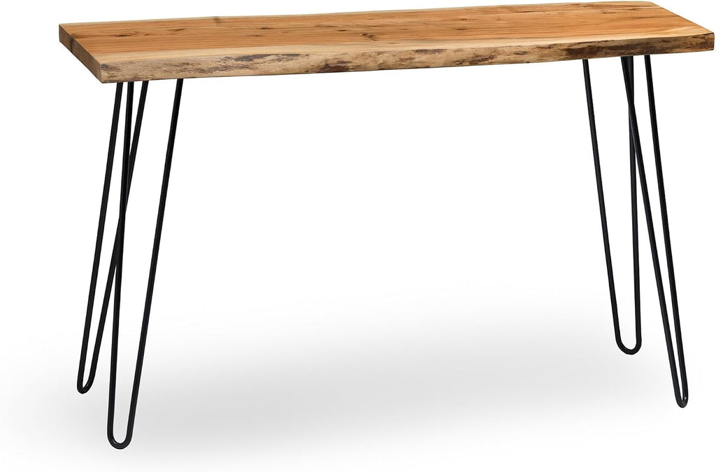 Alaterre Furniture Live Edge Wood Console Table with Hairpin Metal Legs – Rustic Solid Wood Sofa Table, Narrow Entryway Hallway Table, Industrial Farmhouse Media Console for Living Room (48 Inch)