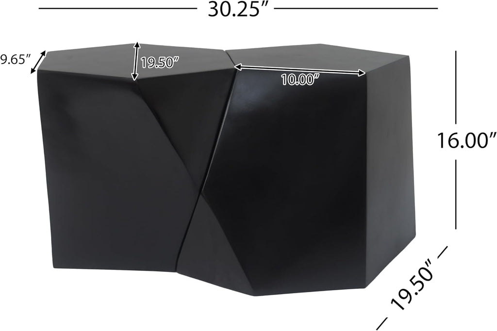 WILLIAMSPACE 30.25' Black Nesting Coffee Table Set of 2, Modern Irregular Center Tables for Living Room, Magnesium Oxide Accent Side Table for Indoor & Outdoor, No Need Assembly (Black)
