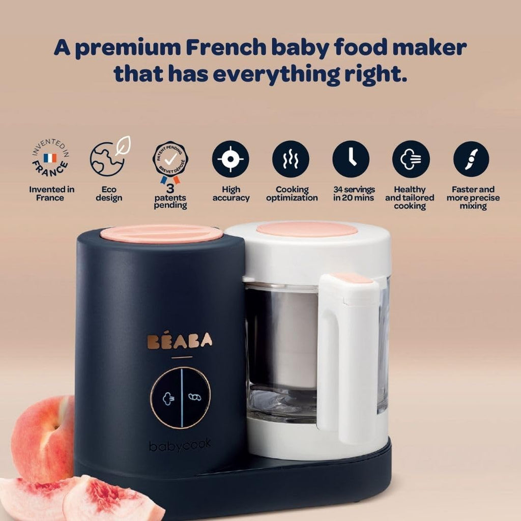 BEABA Babycook Neo, Baby Food Maker, Glass Bowl Baby Food Processor, 4 in 1 Steam Cook & Blender, Stainless Steel Steam Basket, Easy Clean Reservoir, 5.5 Cup Capacity, Eucalyptus