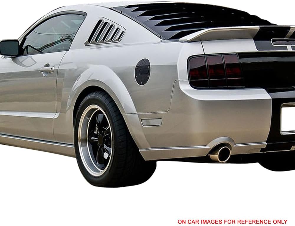 Pre Painted Window Delete Panels Compatible with 2005-2009 Ford Mustang V6, Factory Style Screaming Yellow #D6 ABS Plastic Sun Rain Shade Guard Wind Vent Air Deflector by IKON MOTORSPORTS, 2006 2007