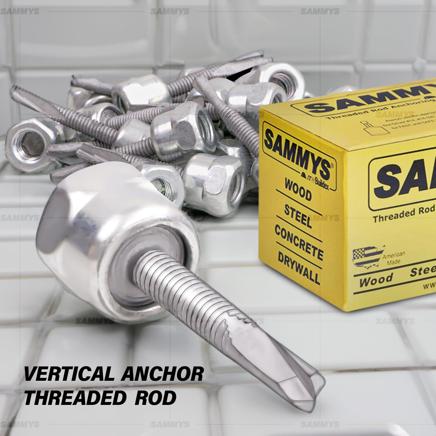 Everflow Sammys 8042957-100 DST 20 3/8 Inch Screw Vertical Threaded Rod Anchor Designed for Steel Structure, Steel with Electro-Zinc, Corrosion Resistance, 1/4-14 x 2 Inch Screw Length - (Pack of 100)