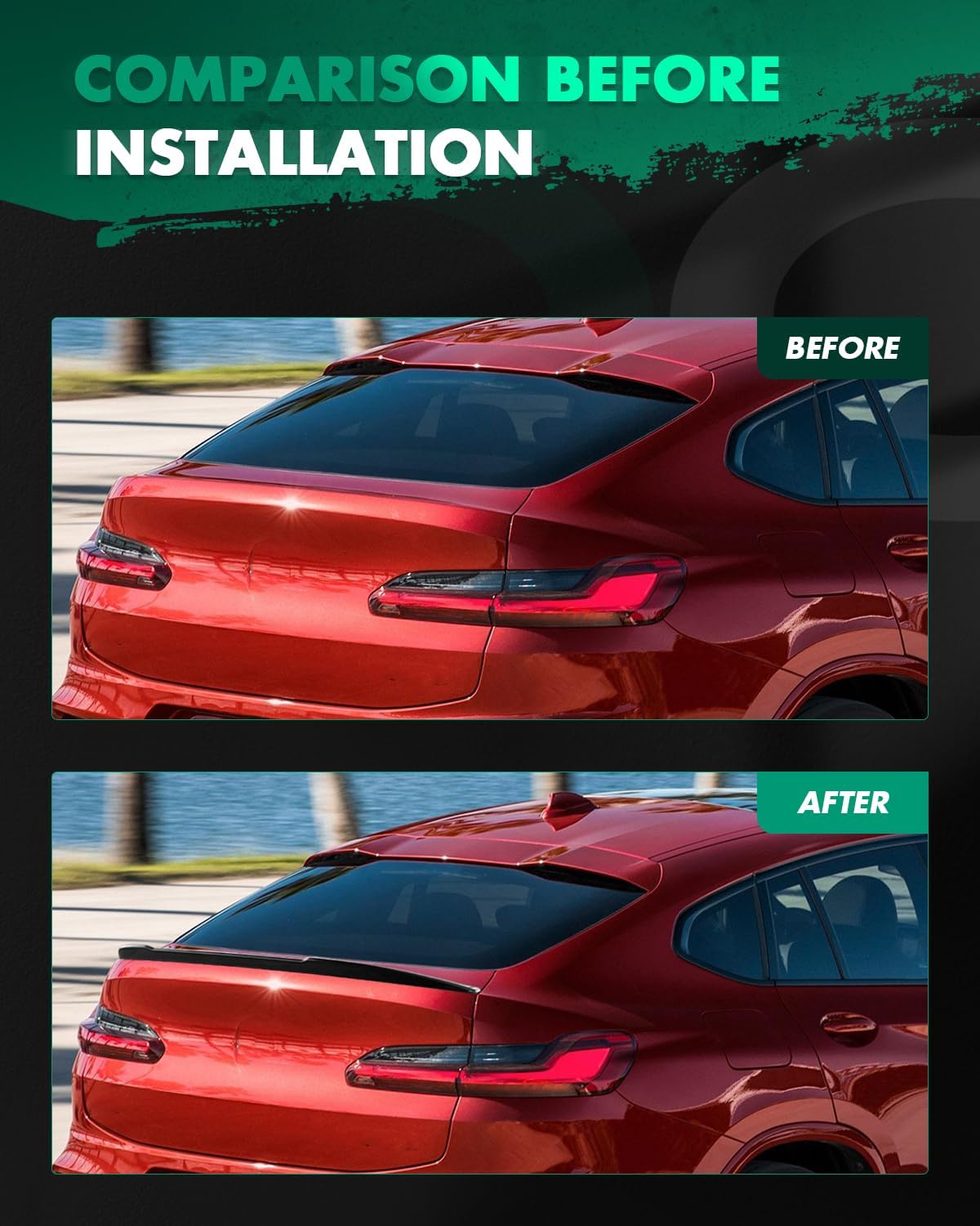 SCITOO Carbon Fiber Spoiler Wing Fits for 2018-2021 for BMW X4 G02 1PC Glossy Black Rear Trunk Spoiler Wing