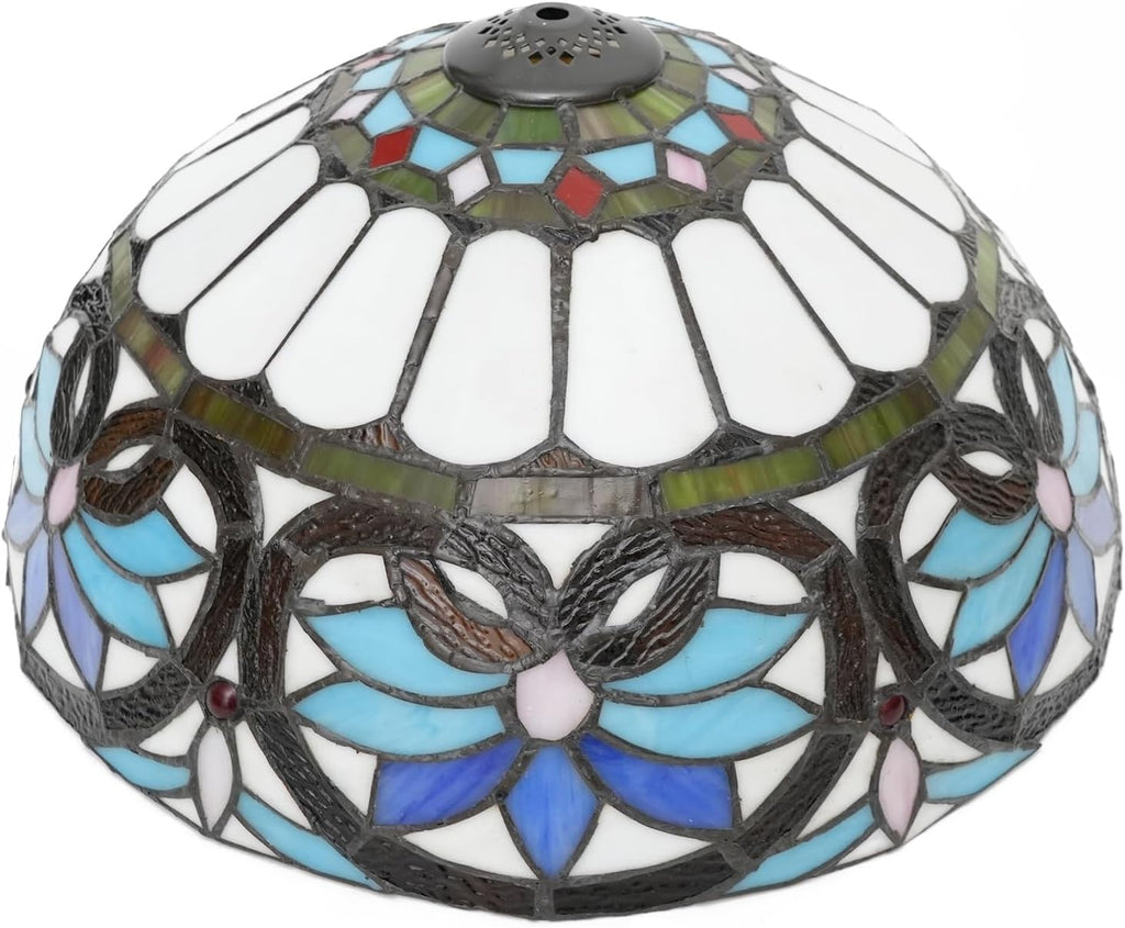 Lamp Shade Replacement 16 Inch Blue Heart Stained Glass Ceiling Light Large Vintage Art Deco For Table Lamps Floor Pendant
