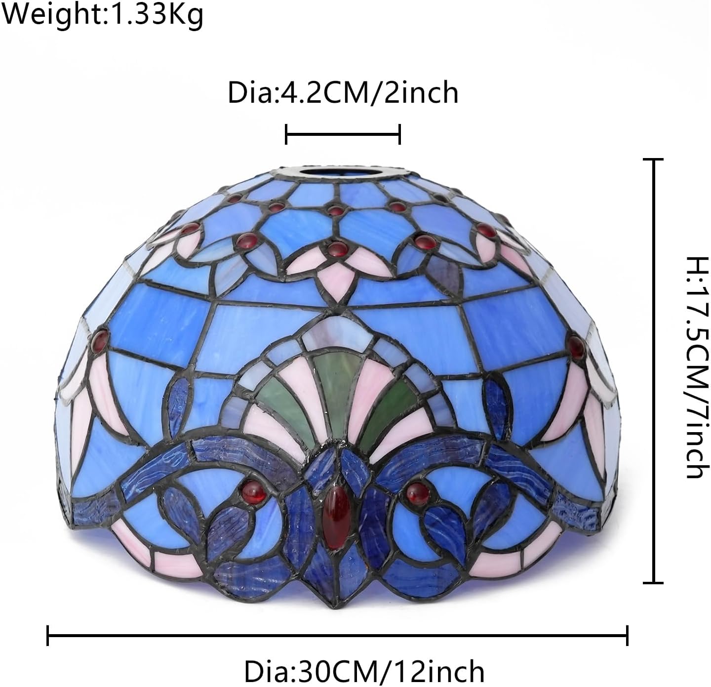 Lamp Shade Replacement Only 12 Inch Small Stained Glass Ceiling Light Blue Baroque Vintage Art Deco For Pendant Wall Floor Lamps