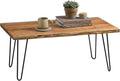 Alaterre Furniture Live Edge Wood Coffee Table with Hairpin Metal Legs – Rustic Modern Farmhouse Living Room Table with Acacia Wood Top (42 Inch)