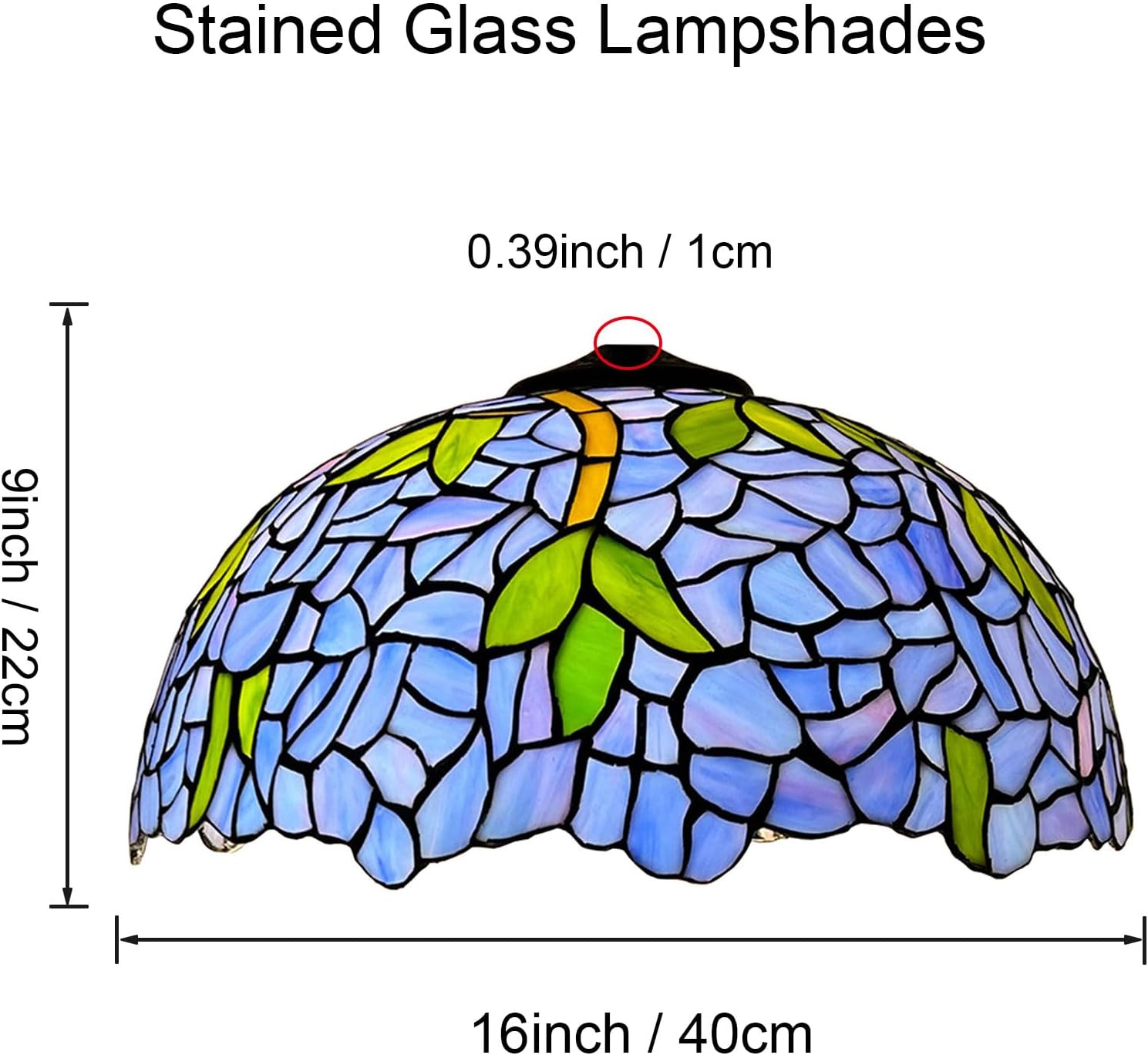 Wisteria Tiffany Lamp Shade Replacement, Only 16X9 Inch Stained Glass Lampshades, Suitable for Table Lamp Floor Lamp Hanging Pendant lamp Ceiling Light