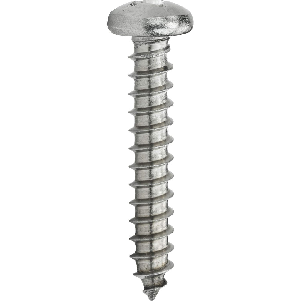 #14 x 4 Pan Head Sheet Metal Screws, Stainless Steel 18-8, Full Thread, Bright Finish, Self-Tapping, Quantity 500 By Fastenere