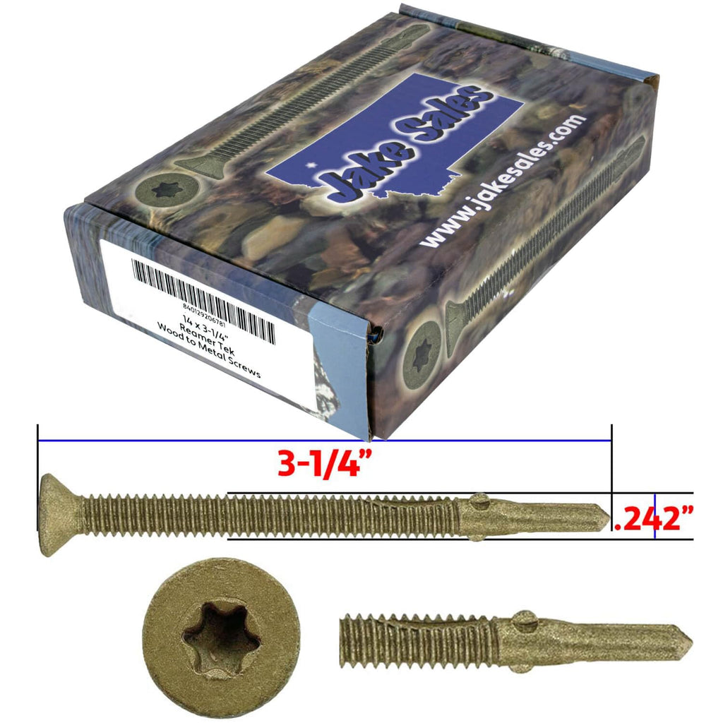 14x3-1/4 Reamer Tek Torx/Star Head Self-Drilling Wood to Metal Screws - for Flatbeds, Trailers - T-30 Torx Screw Head 5 Pound CASE 1,350 Screws