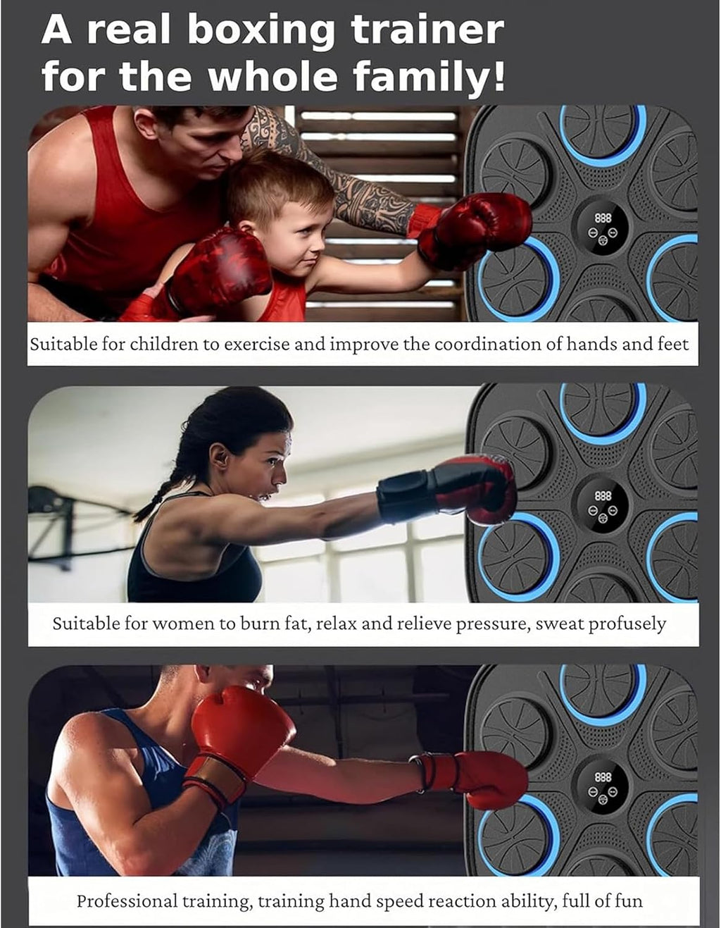 Musical Boxing Machine, Music Electronic Boxing Wall Target, Boxing Training Punching Equipment, Electronic Focus Agility Training Digital Boxing for Kids and Adults