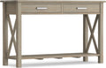 SIMPLIHOME Kitchener Console Table - 47 Inch Wide Solid Wood Sofa Table in Distressed Grey, Contemporary Storage Table for Entryway or Living Room with 2 Drawers, Bottom Shelf, and X-Design Sides