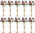 Metal Wedding Flower Vases for Tables - 22' Tall Elegant Table Centerpiece Vases, Gold Trumpet Flower Stands for Anniversary Ceremony Birthday Party Event Wedding Home Decorations (10, Gold)