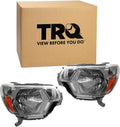 TRQ 2 Piece Headlight Assembly Set Chrome Bezel Driver & Passenger Side Compatible with Toyota Tacoma 2012-2015 TO2502213 TO2503213 8111004180 8111004181 8115004180 8115004181