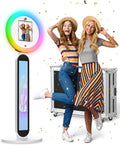 CyraTok iPad Photo Booth Stand, 22' RGB Light, Open Air Booth for Events | Music Sync Ring, APP AI Face Detection, External Printer Support, Fits 7.9'-13' Tablets, Flight Case