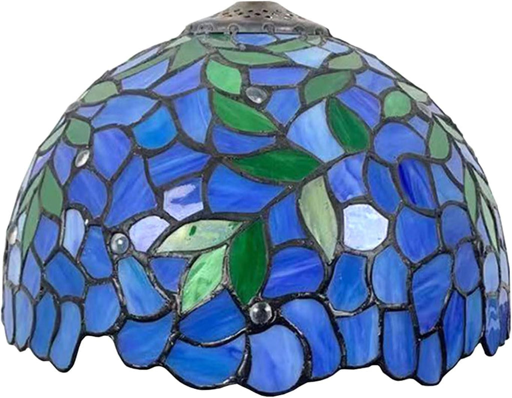 12-Inch Wisteria Lamp Shade Replacement, Tiffany Style Stained Glass Lampshades, Retro Blue Green Leaf Light Cover Accessories Only for Table lamp Pendant Lights Ceiling Light,Blue