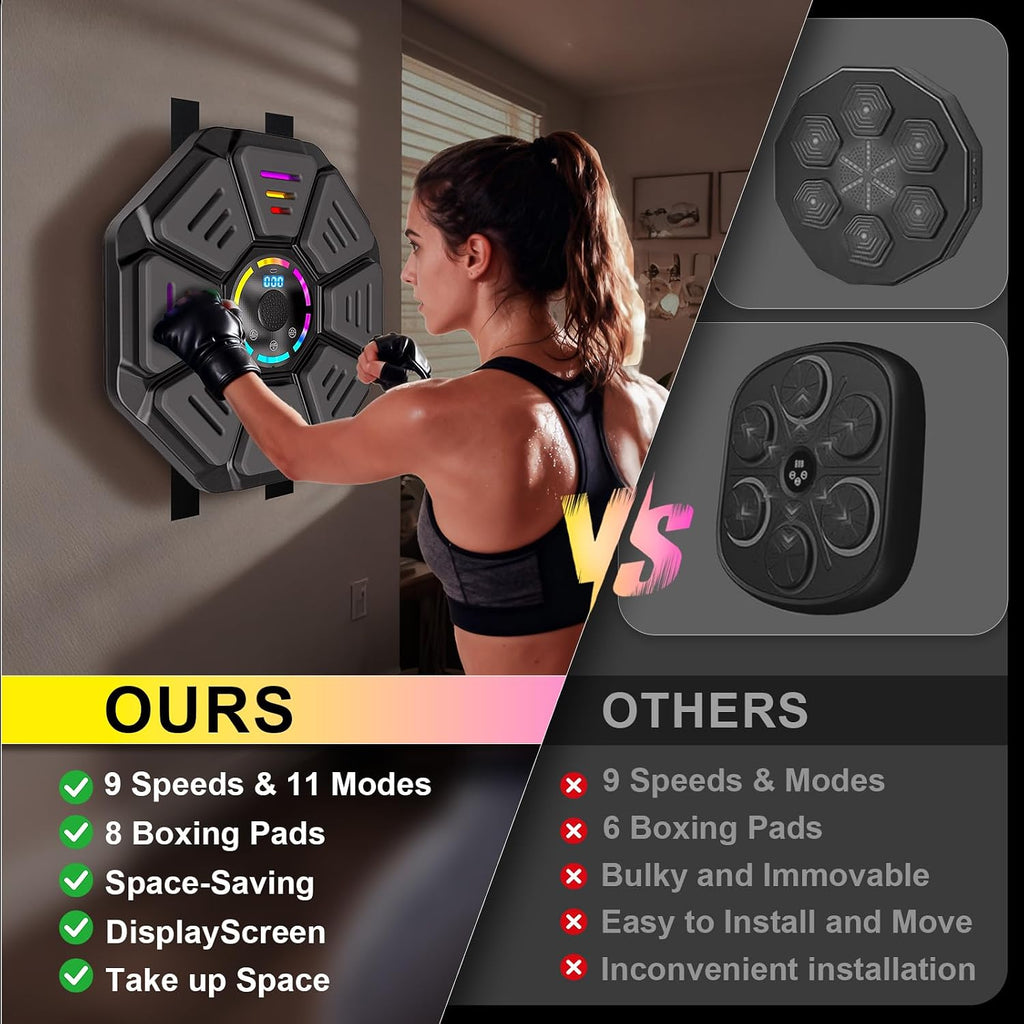Music Boxing Machine, Smart Music Punching Machine for Adults Kids, Bluetooth Music Sync, Wall-Mounted Workout/Training Equipment with Boxing Gloves, Suitable for Home Gym Office Indoor Exercise
