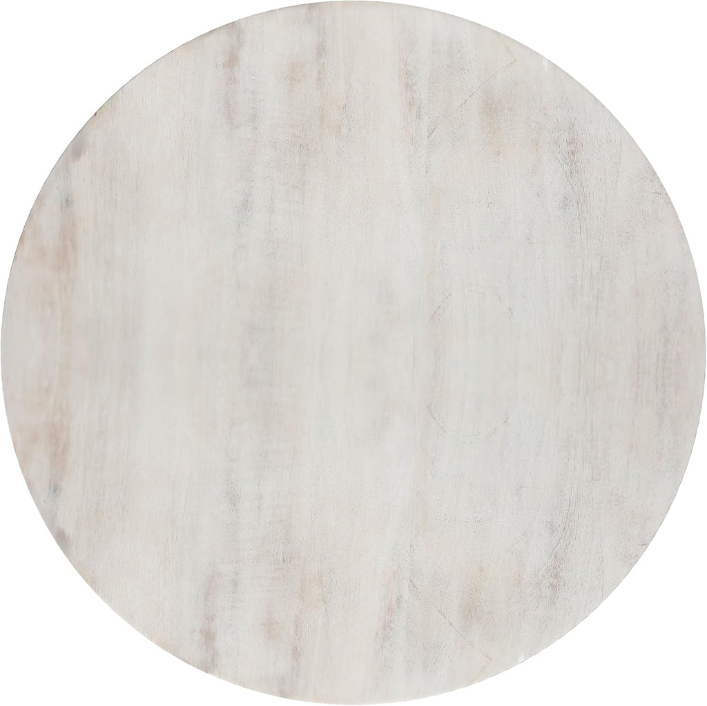SIMPLIHOME Robbie Accent Table - 16 inch Wide Solid Mango Wood End Table in Distressed White Wash, Boho Contemporary Rustic Side Table for Living Room or Bedroom with Multipurpose Function, Assembled
