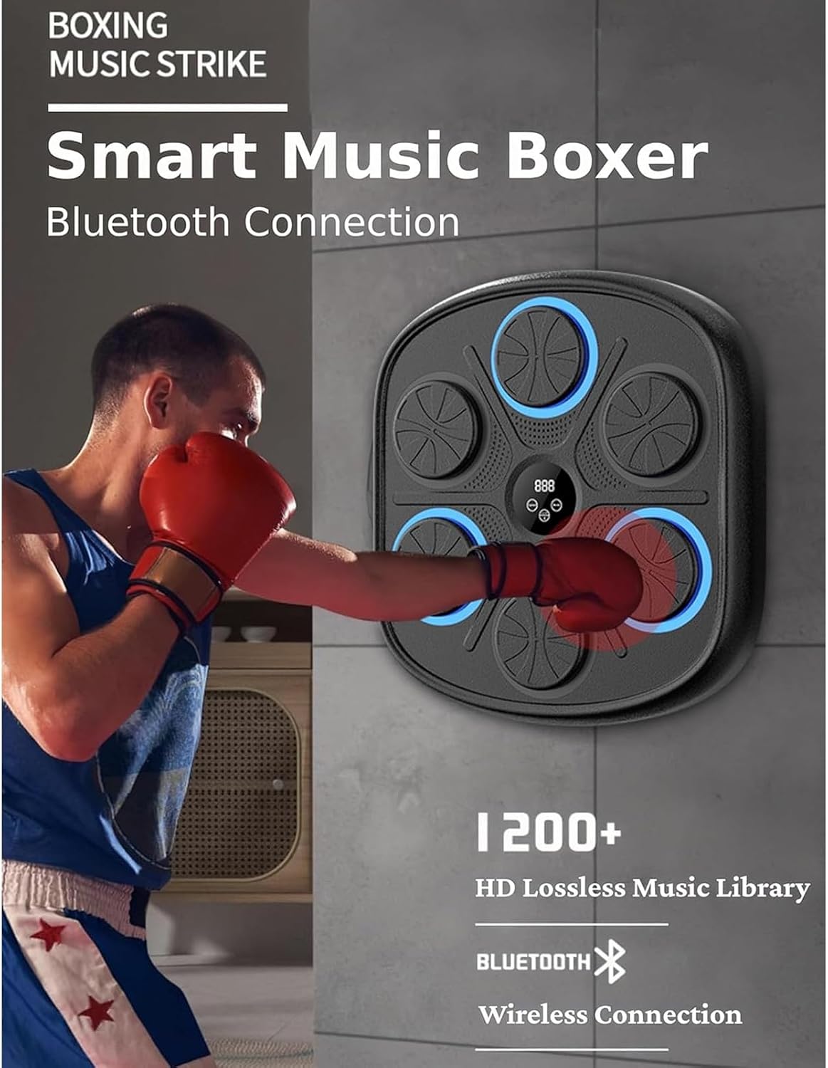 Musical Boxing Machine, Music Electronic Boxing Wall Target, Boxing Training Punching Equipment, Electronic Focus Agility Training Digital Boxing for Kids and Adults