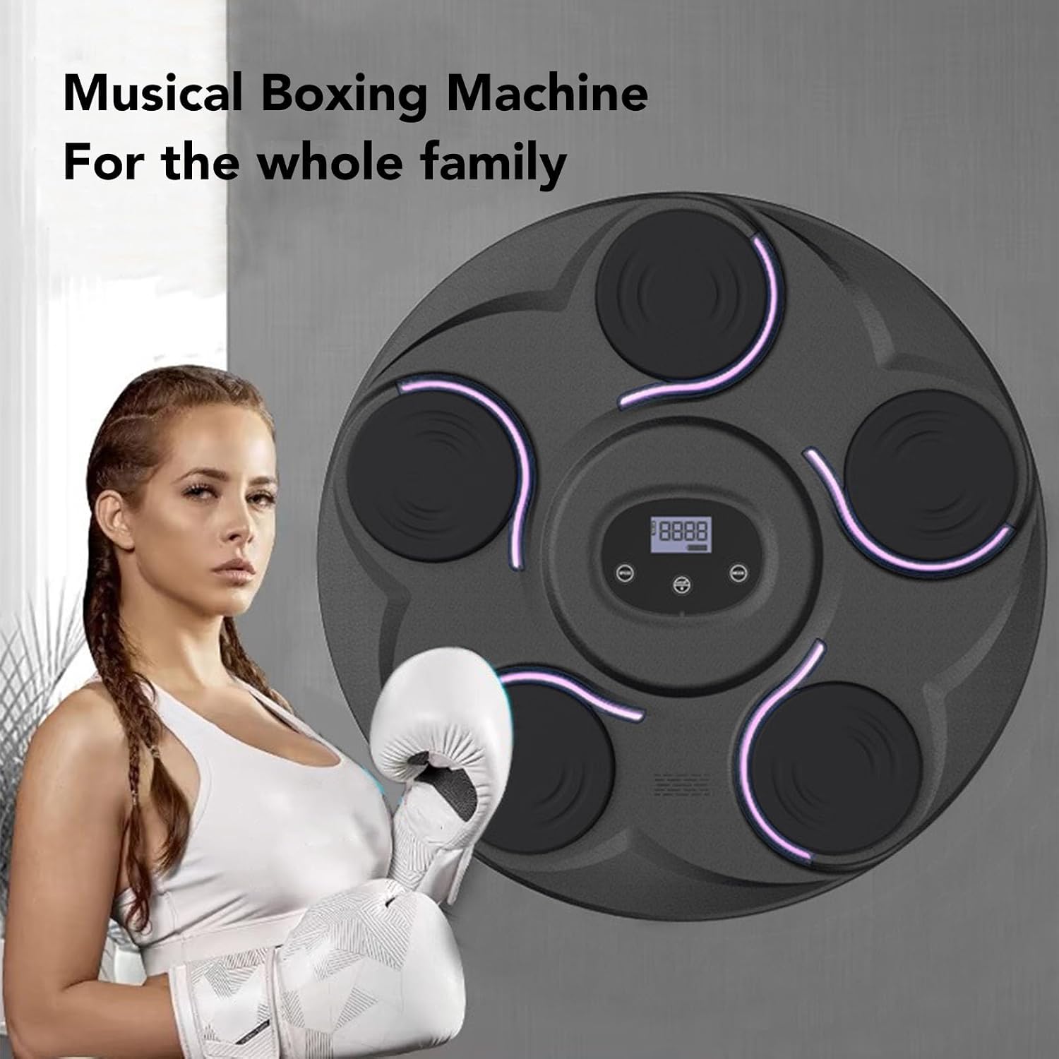 Luocute Smart Music Boxing Machine, Interactive Wall Boxing Punching Pad with Adjustable Height & 9 Speeds for Home Gym Fitness Training Adults Kids