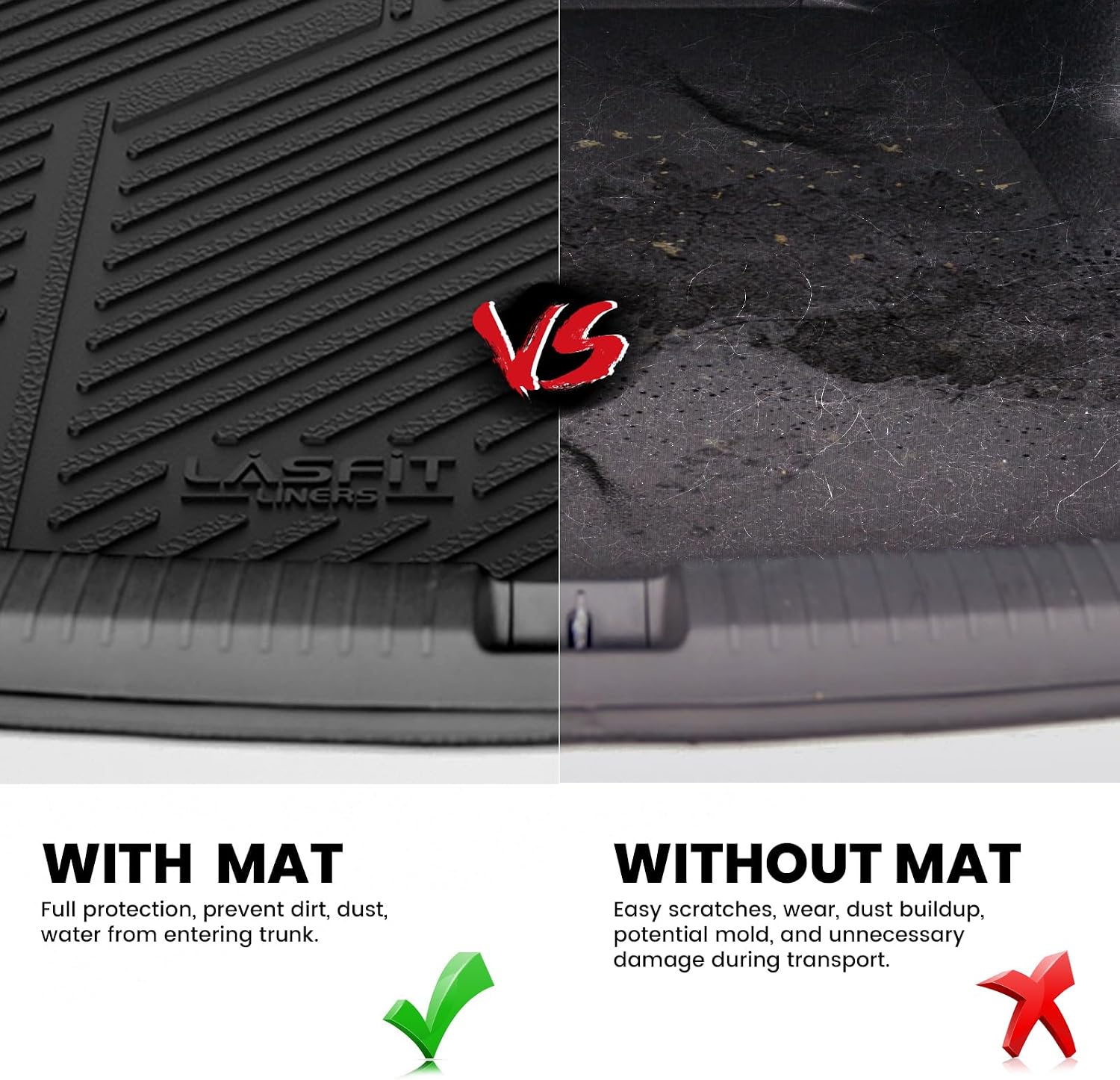 LASFIT Floor Mats & Trunk Mat for Honda Accord Sedan 2013 2014 2015 2016 2017 (Not for Coupe & Hybrid), All Weather TPE Custom Fit Anti-Slip Odorless Car Floor Liner, 1st & 2nd Row & Cargo Mat, Black