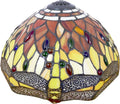 12 Inch Dragonfly Stained Glass Lamp Shade, Tiffany Style Lampshades Replacement, Handmade Vintage Lamp Cover Accessories Only for Table lamp Pendant Light Ceiling Fixture,Orange