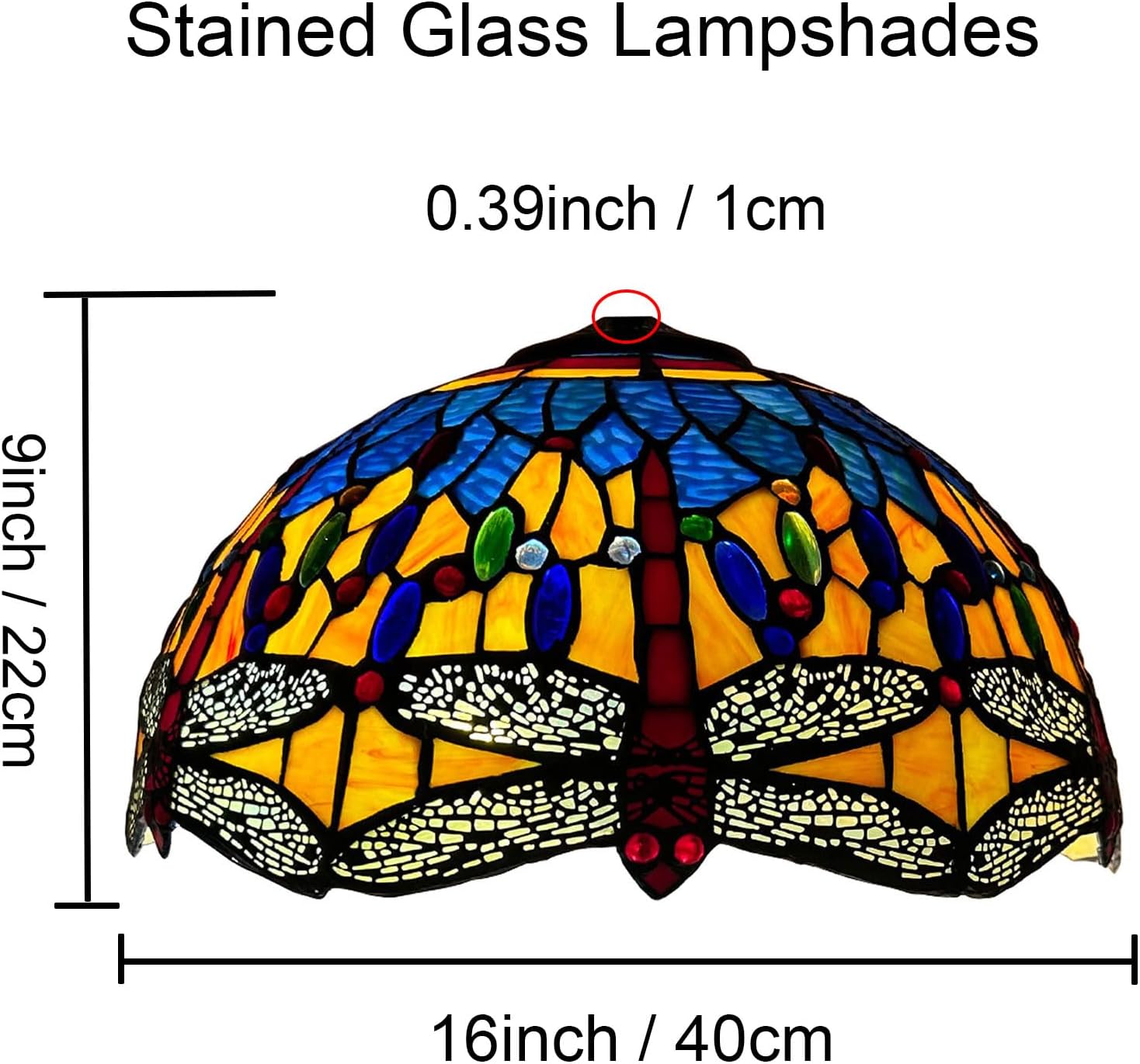 16-Inch Dragonfly Lampshade Replacement, Tiffany Style Stained Glass Lamp Shade Only for Table Lamps Pendant Lamps Floor Lights Ceiling Fixture,Orange
